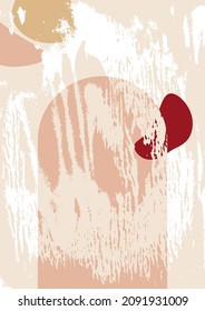 Afiche geométrico abstracto. Arte mural digital de textura vectorial de moda. Arte moderno de formas rosadas, beige, burdeos, marrón. Fondo para banner, tarjeta, papel pintado, identidad, diseño web.