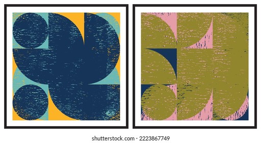 Abstract geometric poster and wall painting, graphic geometric shapes elements, living room poster, wall decoration. Modern Abstract Painting Artwork. Contemporary art.