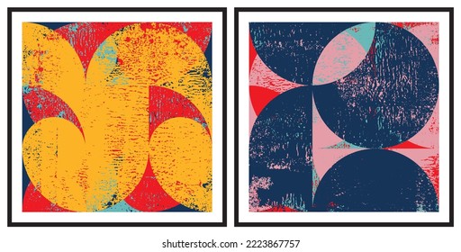 Abstract geometric poster and wall painting, graphic geometric shapes elements, living room poster, wall decoration. Modern Abstract Painting Artwork. Contemporary art.