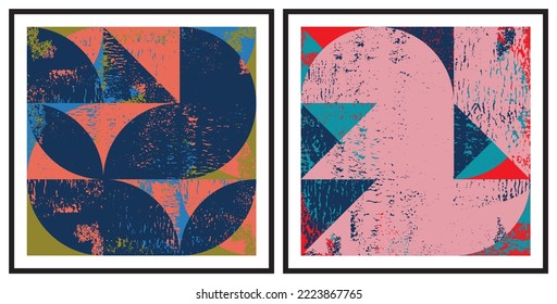 Abstract geometric poster and wall painting, graphic geometric shapes elements, living room poster, wall decoration. Modern Abstract Painting Artwork. Contemporary art.