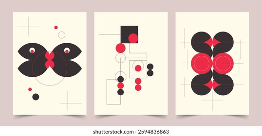 Abstract Geometric Posters, Art posters. geometric shapes. Abstract. Set of vector illustration, Geometric poster background vector set