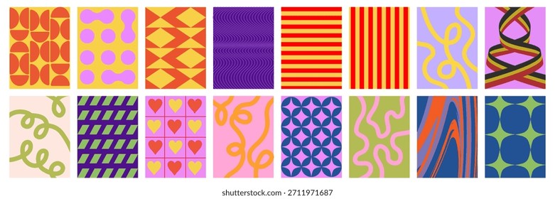 Abstrakte geometrische Plakate Hintergrund. Nahtloser Druck minimaler moderner Formen und Formen, zeitgenössischer Hintergrund für Banner und Cover. Vektortextur.