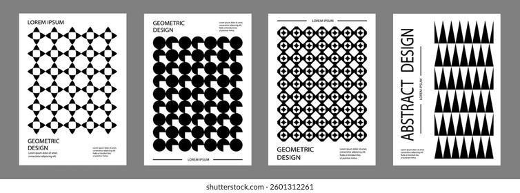 Abstract geometric posters. Brutalist forms. Swiss Design poster set. Bauhaus Print Patterns.
