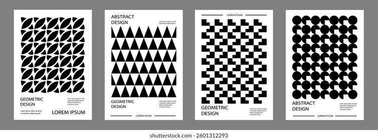 Abstract geometric posters. Brutalist forms. Swiss Design poster set. Bauhaus Print Patterns.