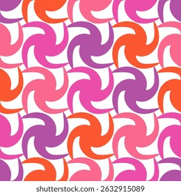 Impressão geométrica abstrata com elementos em espiral. Padrão colorido de vetor contínuo