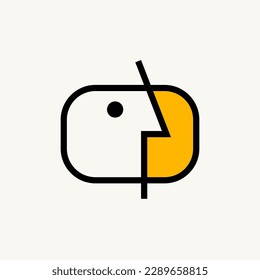 Abstract geometric profile of person, business logo. Pisichology icon, mans head, minimal sign