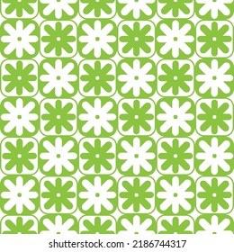 Abstract Geometric Psychedelic Monochrome Retro Florals Squares Seamless Pattern Trendy Fashion Colors Perfect for Allover Fabric Print or Wrapping Paper Bright Green Tones