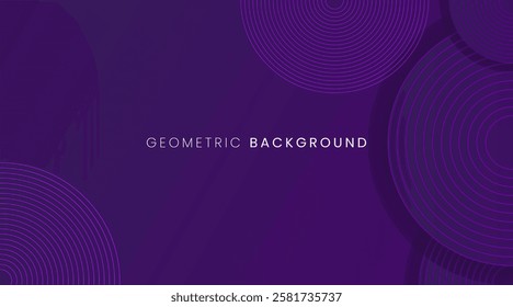 Abstract geometric purple background with circle shapes and shadow. Vector background