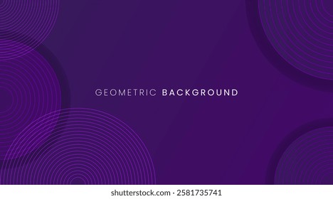Abstract geometric purple background with circle shapes and shadow. Vector background