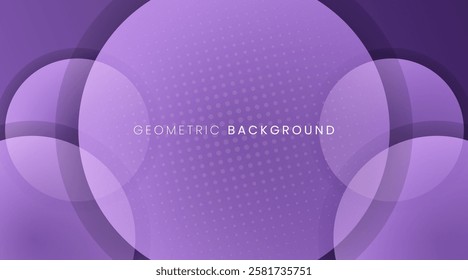 Abstract geometric purple background with circle shapes and shadow. Vector background