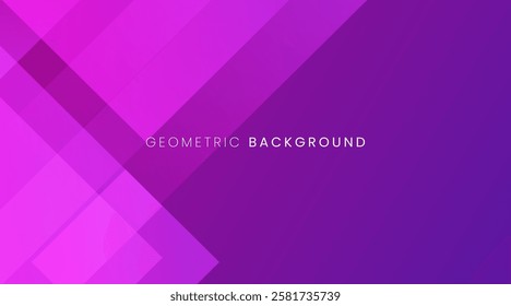 Abstract geometric purple background with dynamic shapes and overlapping rectangle. Vector background