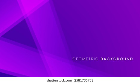 Abstract geometric purple background with dynamic shapes and overlapping rectangle. Vector background