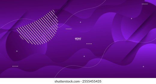 Abstract geometric purple wave 3D background. Wave color background with circle pattern design. Liquid shape composition. eps10