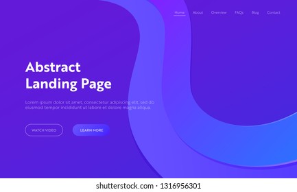 Abstract Geometric Purple Wave Landing Page Background. Trendy Minimalistic Gradient Shape Pattern. Creative Design Soft Curve Element for Website Web Page. Flat Cartoon Vector Illustration