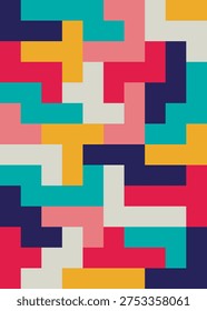 Abstract Geometric Puzzle Block Seamless Vector Pattern