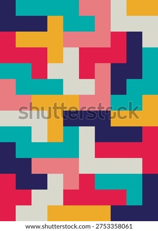 Abstract Geometric Puzzle Block Seamless Vector Pattern