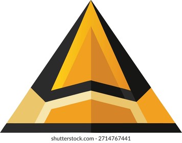 Forma de pirâmide geométrica abstrata com tons laranja e amarelo Palavras-chave abstrata, geométrica, pirâmide, forma, laranja, amarelo, ouro, preto, moderno.