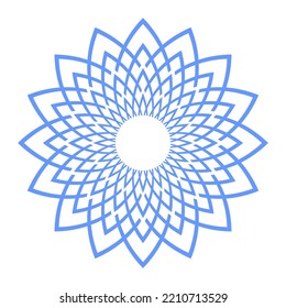 Abstract Geometric Radial Circle Pattern. Decorative Blue Design Element. Vector Art.