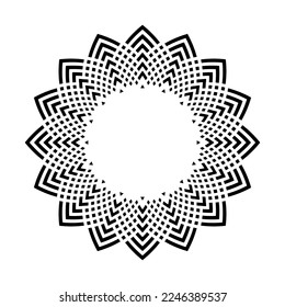 Patrón de círculo radial geométrico abstracto para marco redondo decorativo. Arte vector.