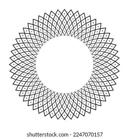 Abstract Geometric Radial Circle Pattern for Round Frame. Vector Art.
