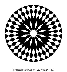 Abstract Geometric Radial Circle Pattern. Round Design Element. Vector Art.