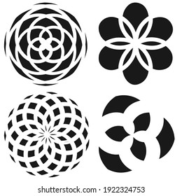Abstract geometric radial, circular icon, motif, and mandala shape