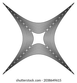 Abstract geometric radial motif, mandala shape, design element with thin lines