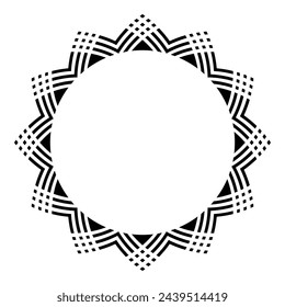Abstract Geometric Radial Pattern for Decorative Circle Frame. Vector Art.
