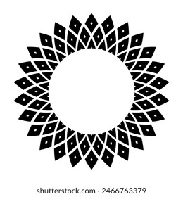 Abstract Geometric Radial Pattern for Decorative Circle Frame. Vector Art.
