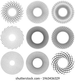 Resumen radial geométrica, elemento radiante. Resumen mandala, vector del motivo. Icono no figurativo