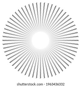 Resumen radial geométrica, elemento radiante. Resumen mandala, vector del motivo. Icono no figurativo