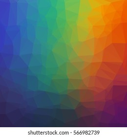 Abstract Geometric Rainbow Background of Triangles. Colorful Stylized Texture of Rumpled Paper.