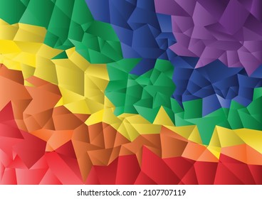 Resumen del fondo de polígono geométrico de color arcoiris. Símbolo de orgullo.ilustración vectorial.