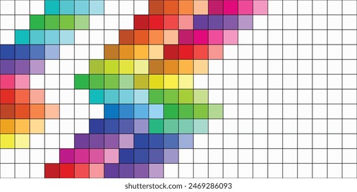 Abstraktes geometrisches Rainbow Grid-Linienmuster. Kopieren Sie Raum buntes Hintergrunddesign.