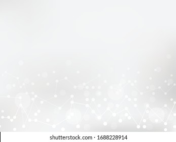 Resumen aleatorio de puntos o círculos de color blanco y gris degradado de fondo concepto de tecnología de color. Diseño de ilustración de vector EPS10.
