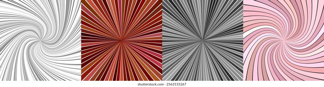 Abstract geometric ray burst background set