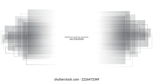 Abstract geometric rectangle and lines transparent overlay with black grey gradient isolated on white background. Vector backdrop, banner in concept modern, technology, digital, science.
