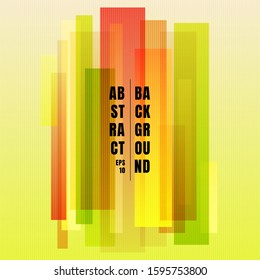 Abstract geometric rectangles overlap green and red with vertical lines pattern texture on gradient color background. Vector illustration