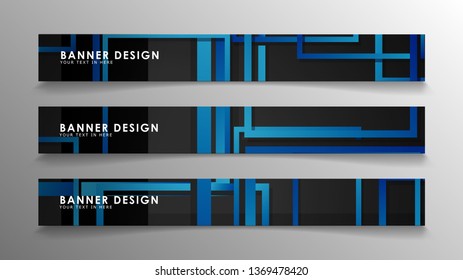 Abstract geometric and rectangular pattern banners with blue gradients. Vector Illustration. Eps 10