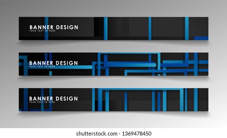 Abstract geometric and rectangular pattern banners with blue gradients. Vector Illustration. Eps 10