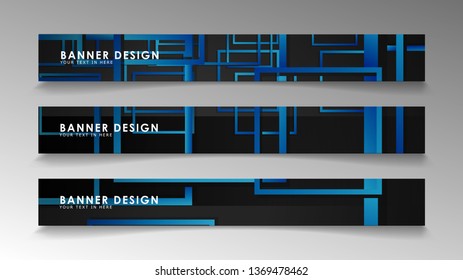 Abstract geometric and rectangular pattern banners with blue gradients. Vector Illustration. Eps 10