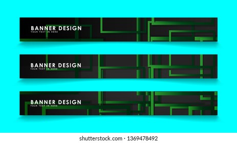Abstract geometric and rectangular pattern banners with green gradients. Vector Illustration. Eps 10