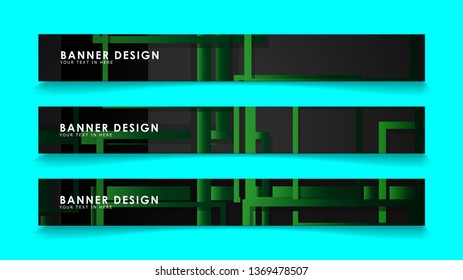 Abstract geometric and rectangular pattern banners with green gradients. Vector Illustration. Eps 10