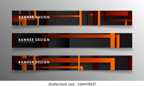 Abstract geometric and rectangular pattern banners with orange gradients