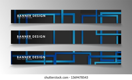 Abstract geometric and rectangular pattern banners with blue gradients. Vector Illustration. Eps 10