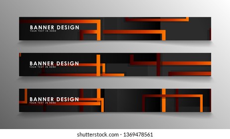 Abstract geometric and rectangular pattern banners with orange gradients
