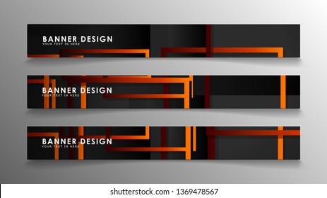 Abstract geometric and rectangular pattern banners with orange gradients