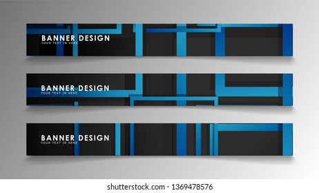 Abstract geometric and rectangular pattern banners with blue gradients. Vector Illustration. Eps 10