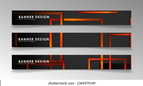 Abstract geometric and rectangular pattern banners with orange gradients