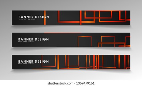 Abstract geometric and rectangular pattern banners with orange gradients